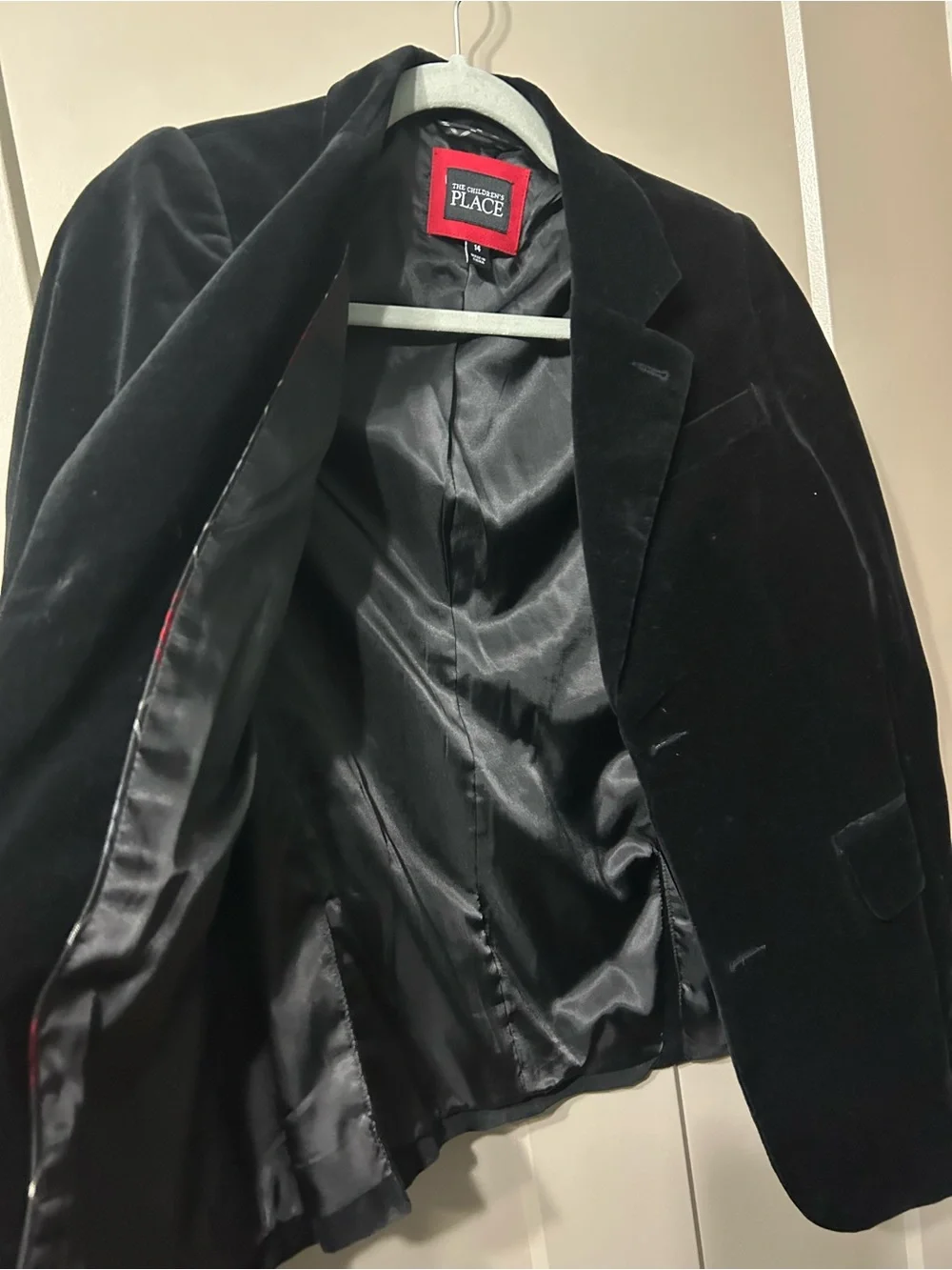 The Children's Place Black Velvet Sport Coat Blazer cotton